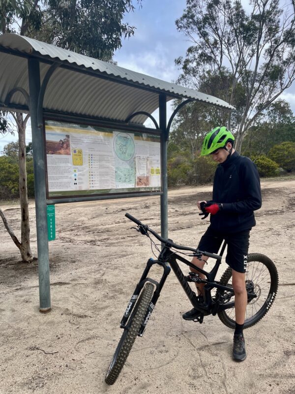 Trailhead map and signage at Stockyards carpark - You Yangs MTB Park