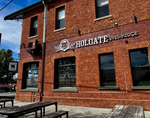 Image outside the building of the Holgate Brewery, Woodend