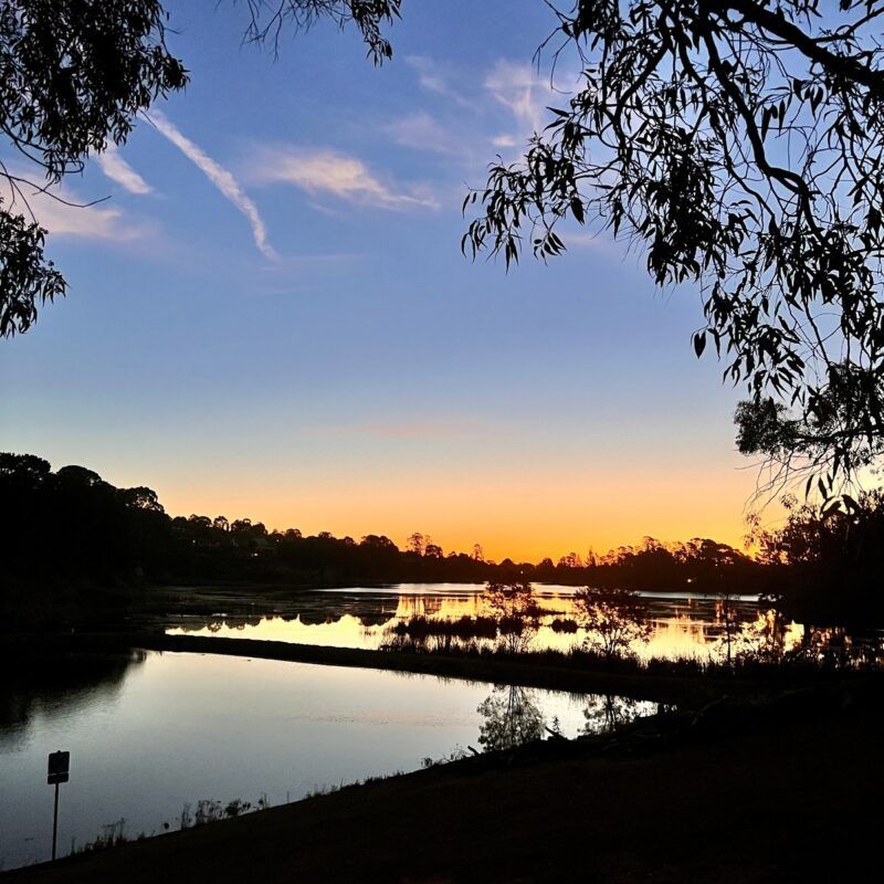 Sunset overlooking Lake Sambell, Beechworth