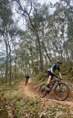 Two riders riding the Inigo Epic trail in Beechworth
