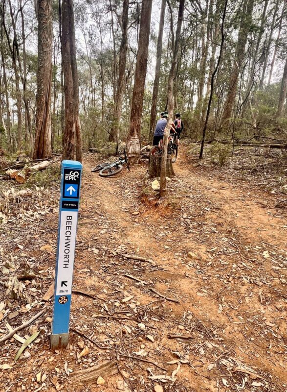 Trail signage on the Indigo Epic trail in Beechworth