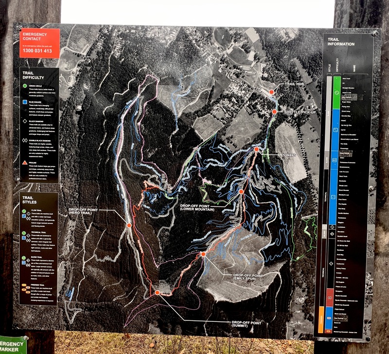 Map of the Bright MTB trails at Mystic MTB park